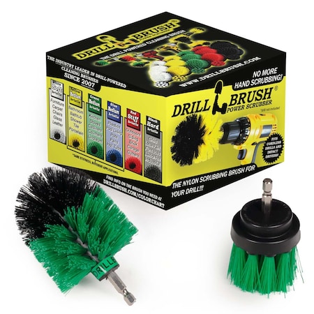 Drillbrush Mini Size Long Bristle Medium Stiffness Drill Powered Cleaning, PK 2 G-L-2M-QC-DB
